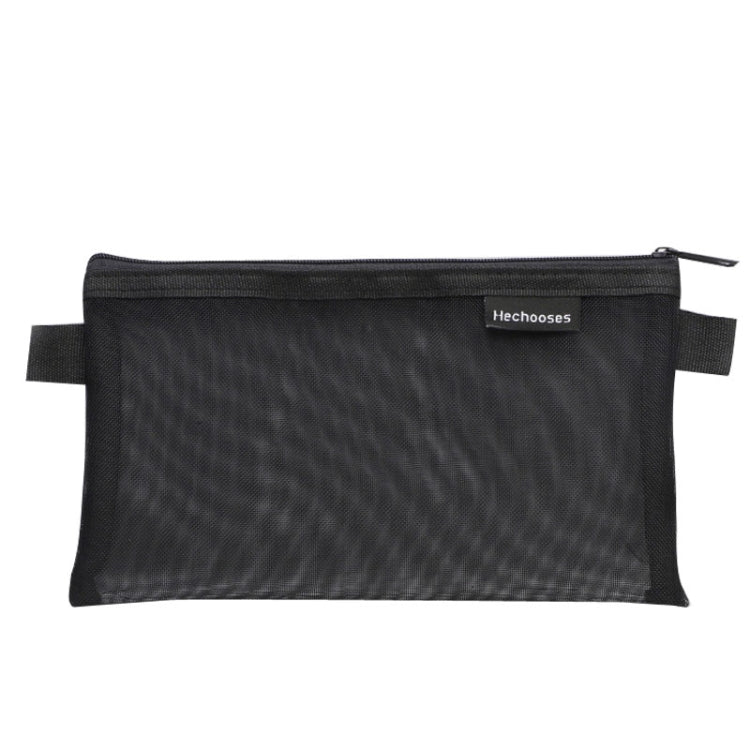 Il choisit la trousse à stylos portable D033 en maille transparente, style : carré (noir)