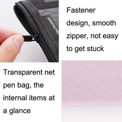 Il choisit la trousse à stylos portable D033 en maille transparente, style : carré (noir)