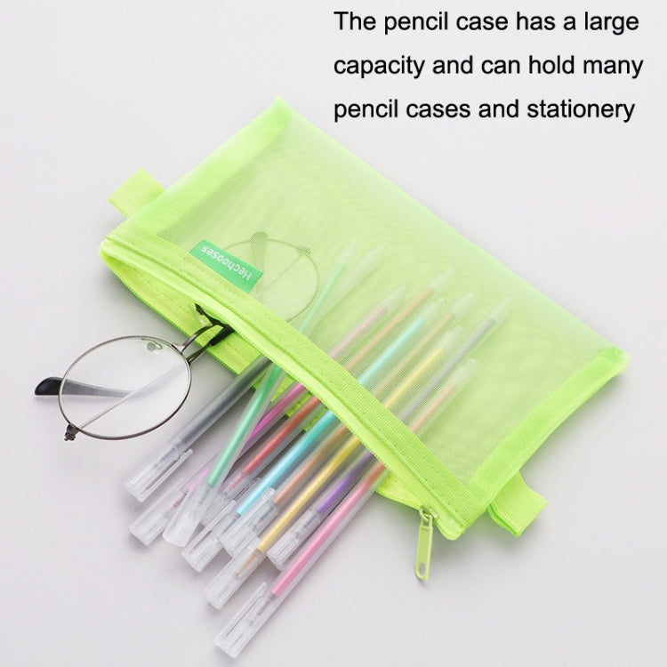 Il choisit la trousse à stylos portable D033 en maille transparente, style : carré (noir)