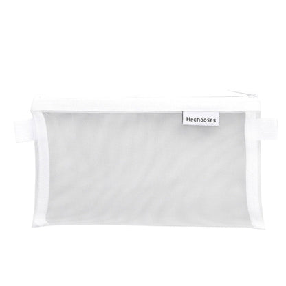 Hechooses D033 Transparent Mesh Exam Portable Pen Bag, Style: Square (White)