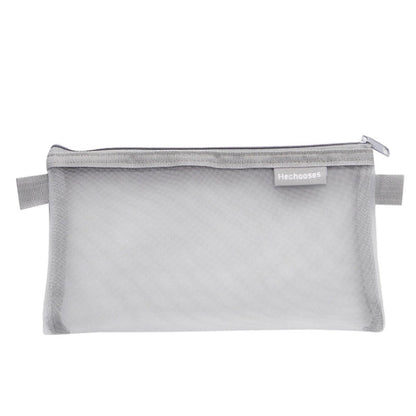 Hechooses D033 Transparent Mesh Exam Portable Pen Bag, Style: Square (Gray)