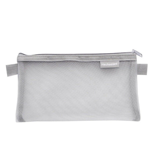 Il choisit la Trousse à stylos portable D033 en maille transparente pour examen, Style : Carré (Gris)