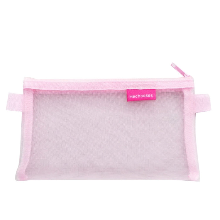 Il choisit la trousse à stylos portable D033 en maille transparente, style : carré (rose).