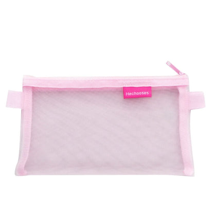 Il choisit la trousse à stylos portable D033 en maille transparente, style : carré (rose).