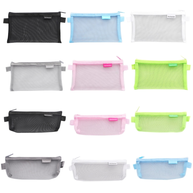 Hechooses D033 Transparent Mesh Exam Portable Pen Bag, Style: Triangle (Gray)