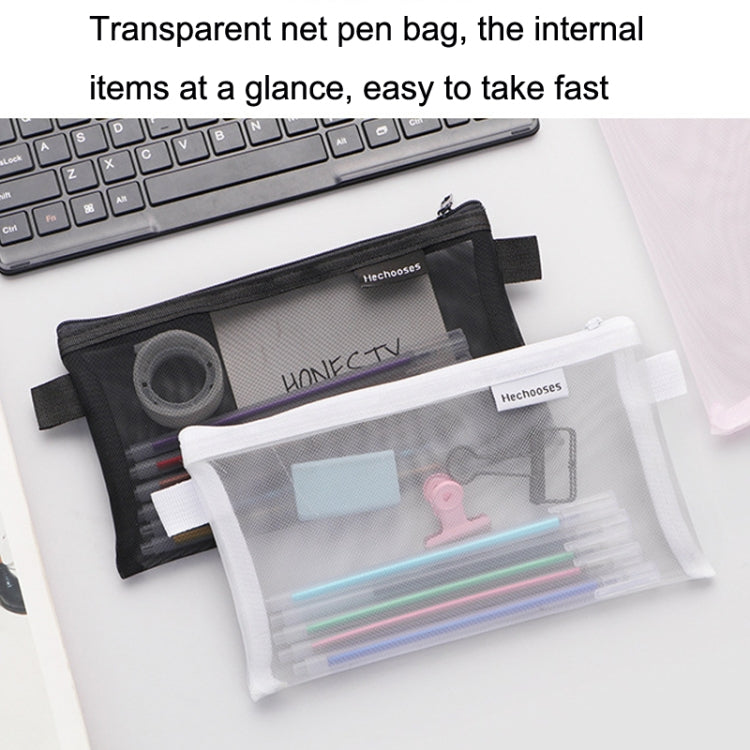 Hechooses D033 Transparent Mesh Exam Portable Pen Bag, Style: Triangle (Gray)