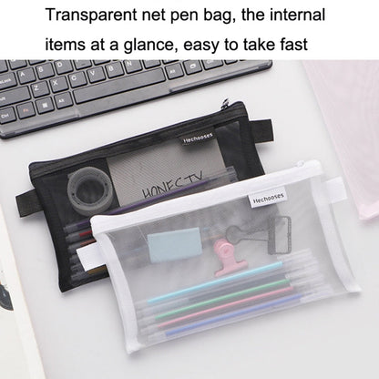 Hechooses D033 Transparent Mesh Exam Portable Pen Bag, Style: Triangle (Gray)