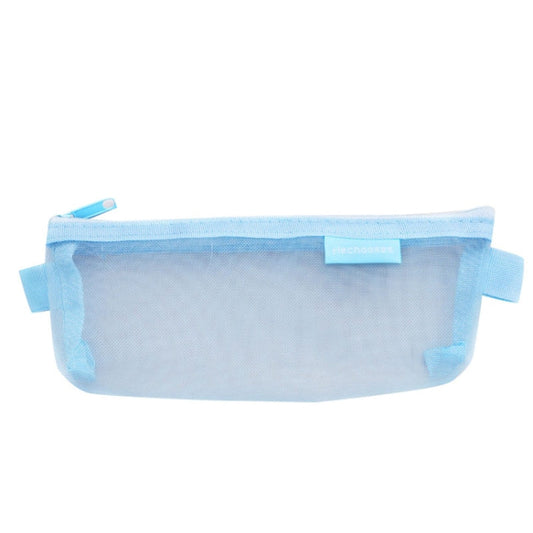 Il choisit la trousse à stylos portable D033 en maille transparente, style : triangle (bleu)