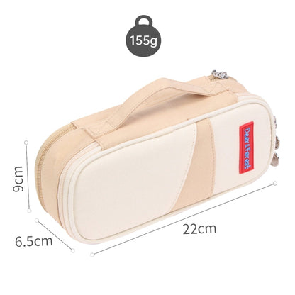 Deer Forest BL-A003 Macaron Large-capacity Double-layer Canvas Pencil Case Stationery Box(Cherry Pink)