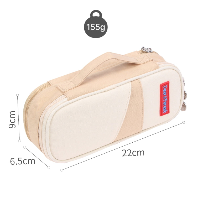 Deer Forest BL-A003 Macaron Large-capacity Double-layer Canvas Pencil Case Stationery Box(Fruit Green)