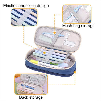 Deer Forest BL-A003 Macaron Large-capacity Double-layer Canvas Pencil Case Stationery Box(Cherry Pink)