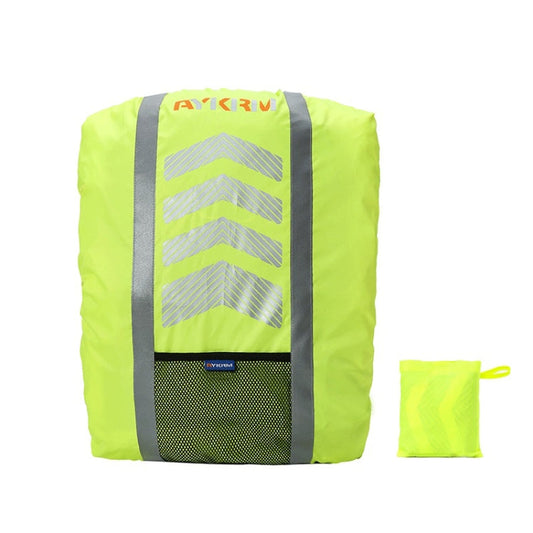 AYKRM AS6-007 Sac à dos de cyclisme avec housse imperméable réfléchissante anti-poussière (vert fluorescent)