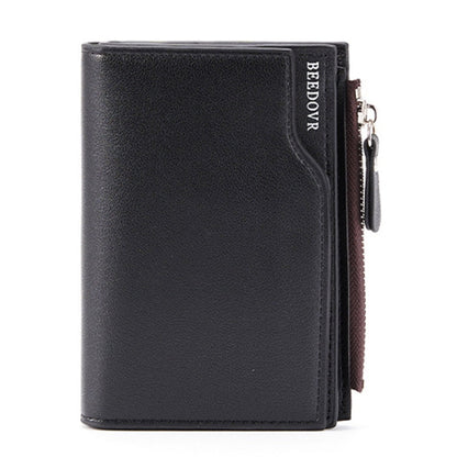 BEEDOVR 9902 Men Short Wallet Multi-card Zipper ID Bag(Black)