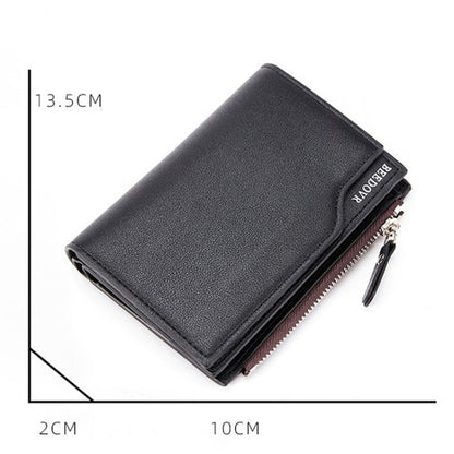 BEEDOVR 9902 Men Short Wallet Multi-card Zipper ID Bag(Black)