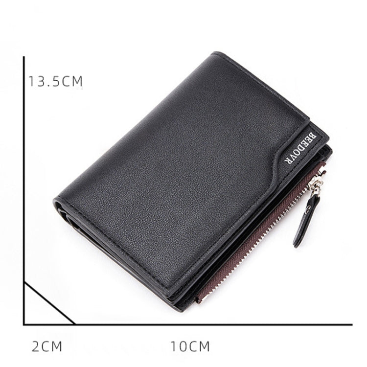BEEDOVR 9902 Portefeuille court homme multi-cartes avec fermeture éclair pour carte d'identité (marron)