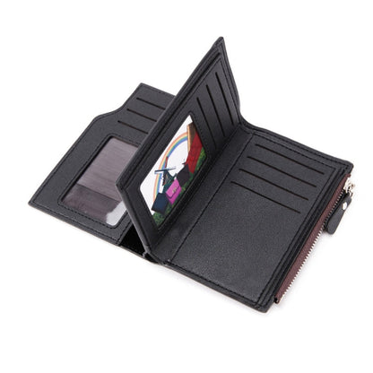 BEEDOVR 9902 Men Short Wallet Multi-card Zipper ID Bag(Black)
