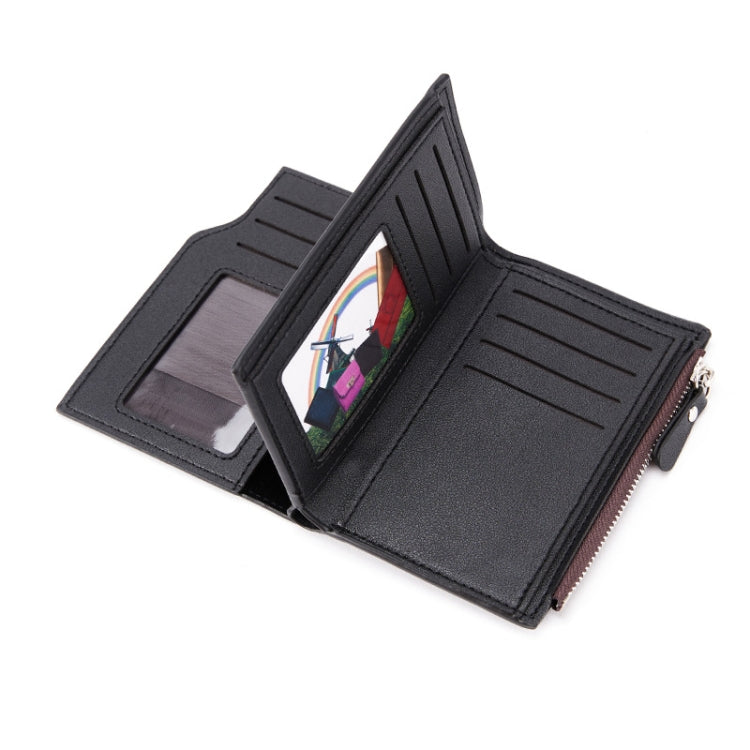 BEEDOVR 9902 Portefeuille court homme multi-cartes avec fermeture éclair pour carte d'identité (marron)