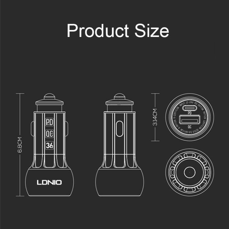 Chargeur de voiture rapide LDNIO C1 36W PD + QC 3.0, chargeur de voiture USB intelligent haute puissance avec câble micro USB