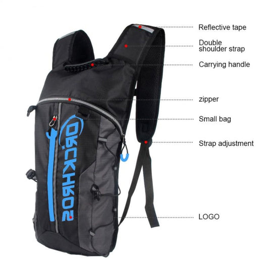 DRCKHROS DH115 Sac à dos de sport, course, cyclisme, extérieur avec poche à eau, Couleur : Noir Orange+Poche à eau