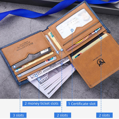 BULL CAPTAIN 032 Vintage Leather Wallets Coins Card Holder Wallet(Haze Blue)