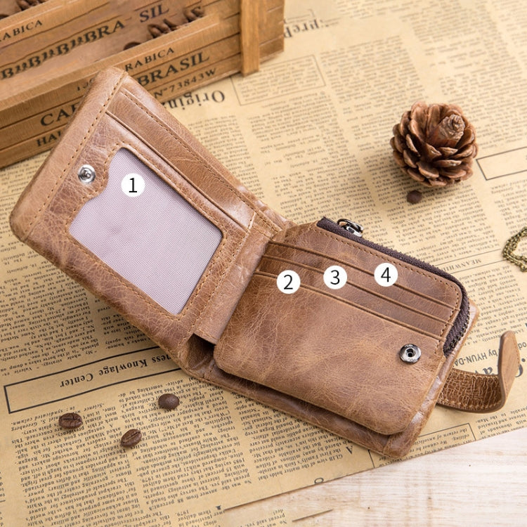 BULL CAPTAIN 01 Multifunctional Detachable Vintage Leather Buckle Horizontal Wallet(Brown)