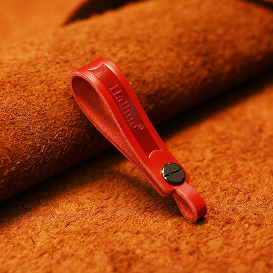 Hallmo Porte-clés de voiture en cuir de vachette première couche (cuir gras ciré rouge)