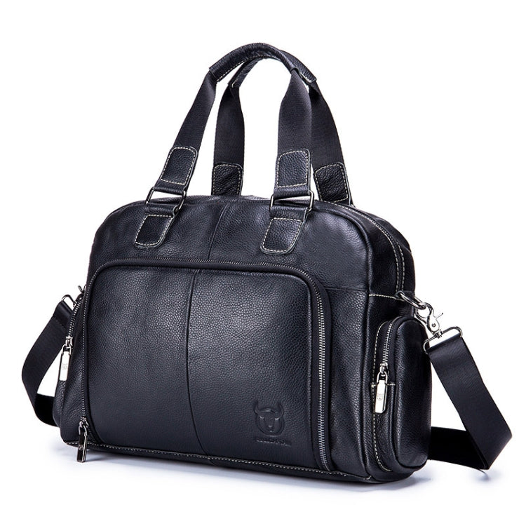 BULL CAPTAIN 0147 Sac bandoulière de voyage en cuir grande capacité Serviette (Noir)
