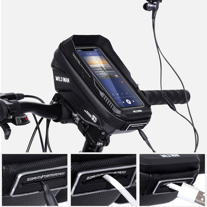 WILD MAN XT1 1L Bicycle EVA Hard Shell Phone Touch Screen Handlebar Bag(Solar Pattern)