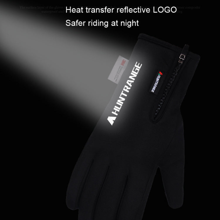 Gants de sport d'extérieur imperméables à écran tactile en velours HUNTRANGE A023, Taille : L (noir)