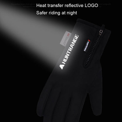 Gants de sport d'extérieur imperméables à écran tactile en velours HUNTRANGE A023, Taille : L (noir)