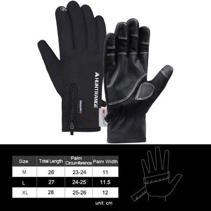 HUNTRANGE A023 Outdoor Waterproof Sports Riding Velvet Touch Screen Gloves, Size: M(Black)