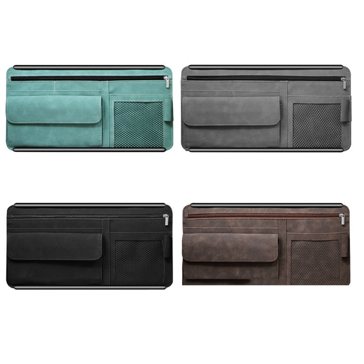 DE RAN FU Pare-soleil de voiture Boîte à lunettes Sac de rangement Voiture Flip Fourrure Colle Boîte Fermeture éclair Sac de cartes (Marron)