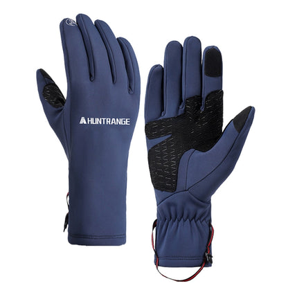 HUNTRANGE A037 Plus Gants d'équitation de sport en velours coupe-vent imperméables à écran tactile, Taille : M(Bleu marine)