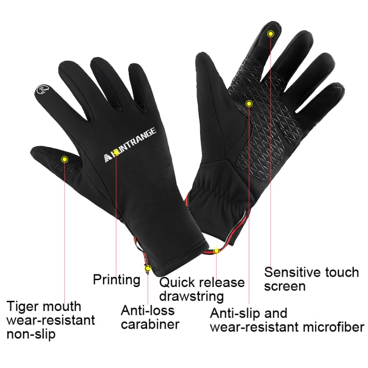 HUNTRANGE A037 Plus Gants d'équitation de sport en velours coupe-vent imperméables à écran tactile, Taille : M(Bleu marine)