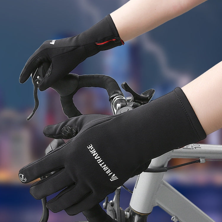 HUNTRANGE A037 Plus Gants de Cyclisme en Velours Sports Coupe-Vent Imperméables à Écran Tactile, Taille : XL (Gris)