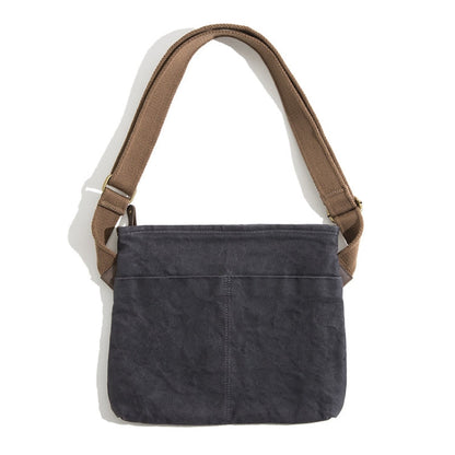 Maden S1901202 Sac à bandoulière en toile cirée rétro minimaliste (gris foncé)