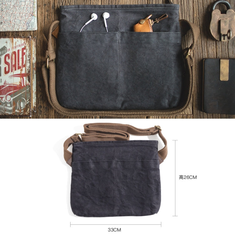 Maden S1901202 Sac à bandoulière en toile cirée rétro minimaliste (gris foncé)