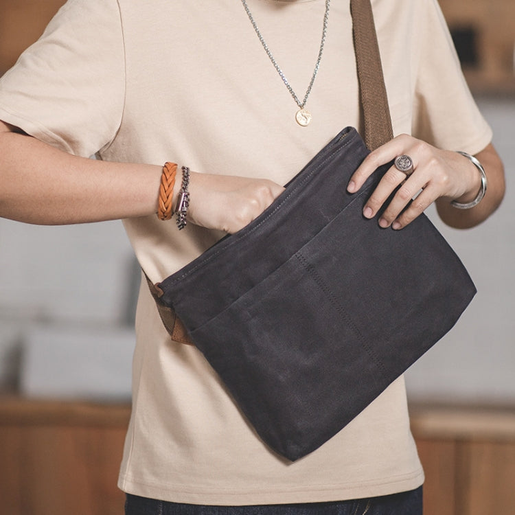 Maden S1901202 Sac à bandoulière en toile cirée rétro minimaliste (gris foncé)