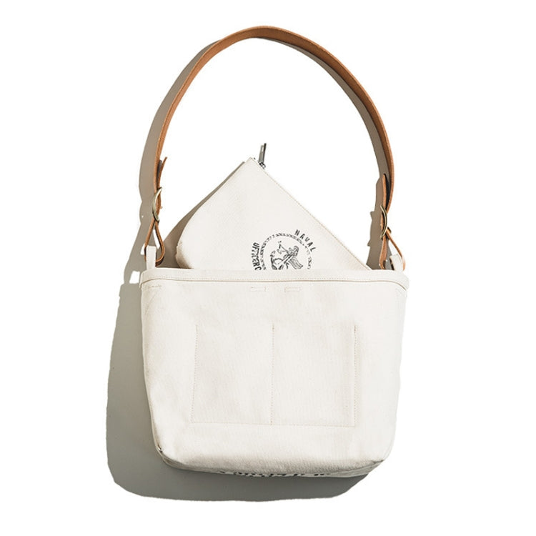 Maden S1907213 Sac à Bandoulière Simple Motif Ancien Outil d'Imprimerie Rétro (Blanc)