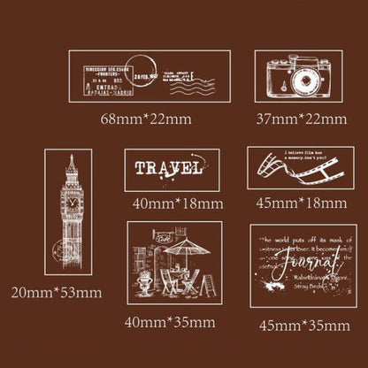 MOCARD 7 In 1 Wooden Stamp Set Handbook DIY Material(Senyu Traveler)