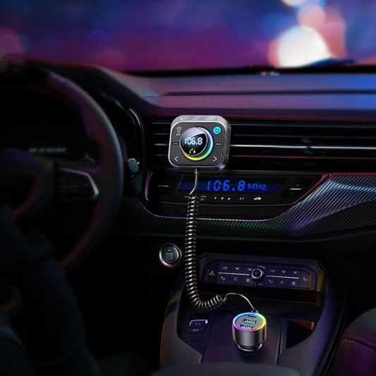 Joyroom JR-CL18 Car Charger Vehicle Bluetooth Transmitter Comes With Spring Line(Silver)