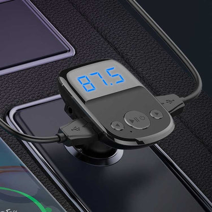 LDNIO C706Q QC3.0+AUTO-ID Car Bluetooth FM Music Digital Display Car Charger with 8 Pin Cable