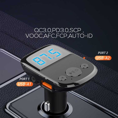 LDNIO C706Q QC3.0+AUTO-ID Car Bluetooth FM Music Digital Display Car Charger with 8 Pin Cable