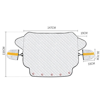SUITU R-3945 Car Winter Front Glass Snow Shield Defrost Sunshade Thickened Car Clothing, Style: 5 Magnets With Earmuffs