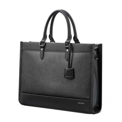 Bopai 11-98811 Sac à main pour ordinateur portable en cuir grande capacité, sacoche de messager (Noir)
