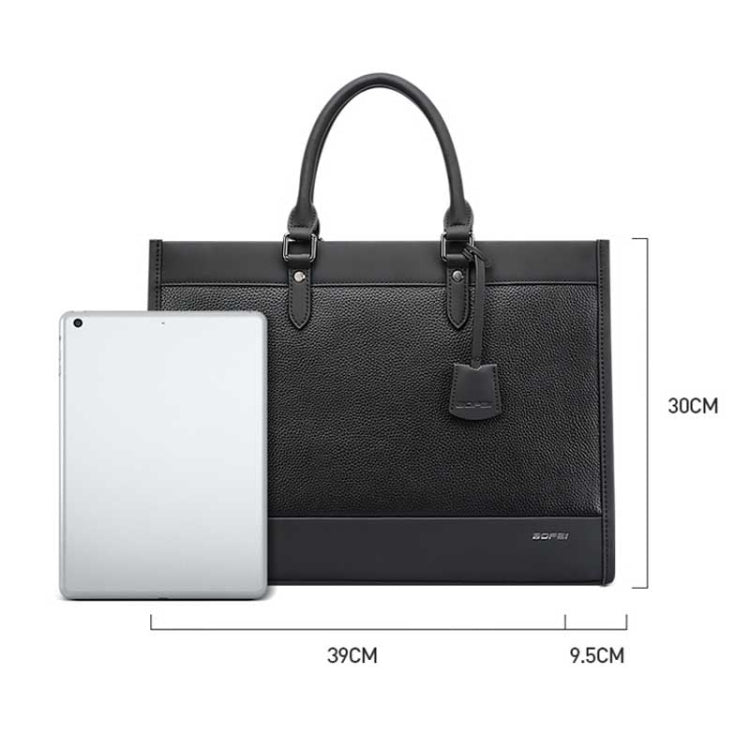 Bopai 11-98811 Sac à main pour ordinateur portable en cuir grande capacité, sacoche de messager (Noir)