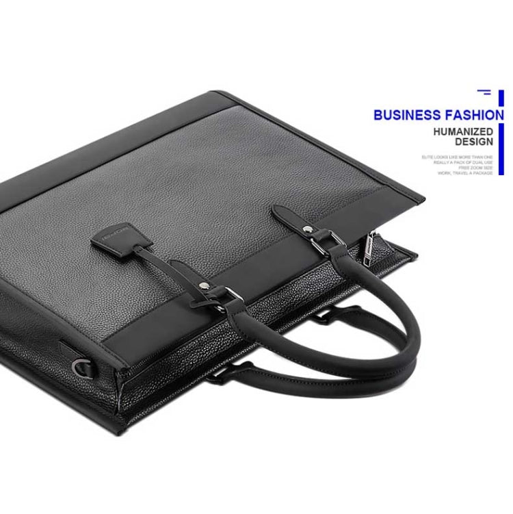 Bopai 11-98811 Sac à main pour ordinateur portable en cuir grande capacité, sacoche de messager (Noir)