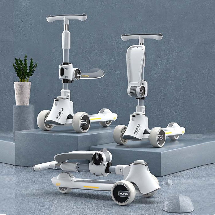 MIJIAQI 01 3 In 1 Multifunctional Foldable Children Scooter with Music and Lights, Spec: Gray Seat