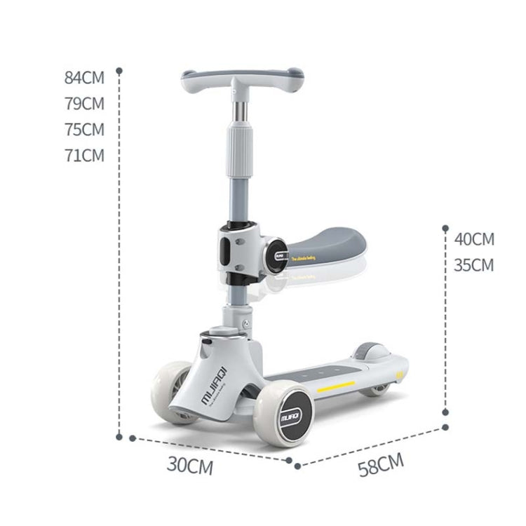 MIJIAQI 01 3 In 1 Multifunctional Foldable Children Scooter with Music and Lights, Spec: Gray Seat