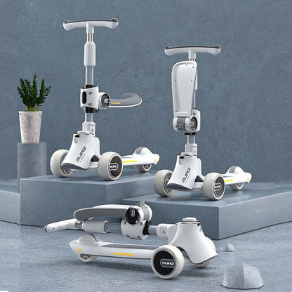 MIJIAQI 01 3 In 1 Multifunctional Foldable Children Scooter with Music and Lights, Spec: Pink